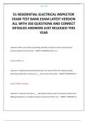 E1 RESIDENTIAL ELECTRICAL INSPECTOR EXAM TEST BANK EXAM LATEST VERSION ALL WITH 350 QUESTIONS AND CORRECT DETAILED ANSWERS JUST RELEASED THIS YEAR