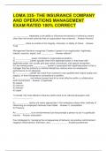 LOMA 335- THE INSURANCE COMPANY AND OPERATIONS MANAGEMENT EXAM RATED 100&percnt; CORRECT 