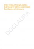 BASIC VEHICLE TECHNOLOGIES 2&colon; SUSPENSION&sol;STEERING AND CHASSIS Exam Questions And Answers