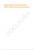 BASIC VEHICLE TECHNOLOGIES 2&colon; SAFETY Exam Questions And Answers