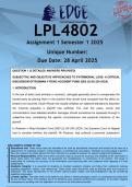  LPL4802 Assignment 1 &lpar;ANSWERS&rpar; Semester 1 2025 - DISTINCTION GUARANTEED