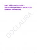 Basic Vehicle Technologies 2&colon; Suspension&sol;Steering and Chassis Exam Questions And Answers