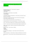 ADAA Final Exam Questions and Answers