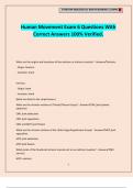 Human Movement Exam 6 Questions With Correct Answers 100&percnt; Verified&period;