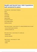 Health and Social Care&colon; Unit 2 questions well answered to pass&excl;