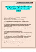 Managing and Leading Today's Police Exam Questions With Correct Answers 100&percnt; Verified