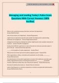Managing and Leading Today's Police Exam Questions With Correct Answers 100&percnt; Verified&period;
