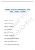 Medical Math Exam Questions With 100&percnt; Correct Answers