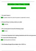 NEVADA CNA FINAL EXAM &lpar;2025 &sol; 2026 Update&rpar; Questions and Verified Answers &vert; 100&percnt; Correct &vert; Grade A&plus;