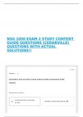 NSG 1050 EXAM 2 STUDY CONTENT GUIDE QUESTIONS &lpar;CEDARVILLE&rpar; QUESTIONS WITH ACTUAL SOLUTIONS&excl;&excl; 