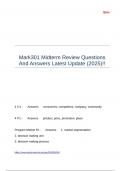 Mark301 Midterm Review Questions And Answers Latest Update &lpar;2025&rpar;&excl;&excl;