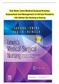 Test Bank Lewis Medical-Surgical Nursing&colon; Assessment and Management of Clinical Problems 12th Edition By Harding & Kwong All Chapters &vert;&vert;Complete A&plus; Guide