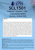 SCL1501 Assignment 1 &lpar;ANSWERS&rpar; Semester 1 2025 - DISTINCTION GUARANTEED