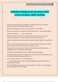 Radiation biology Exam Questions With Correct Answers 100&percnt; Verified&period;