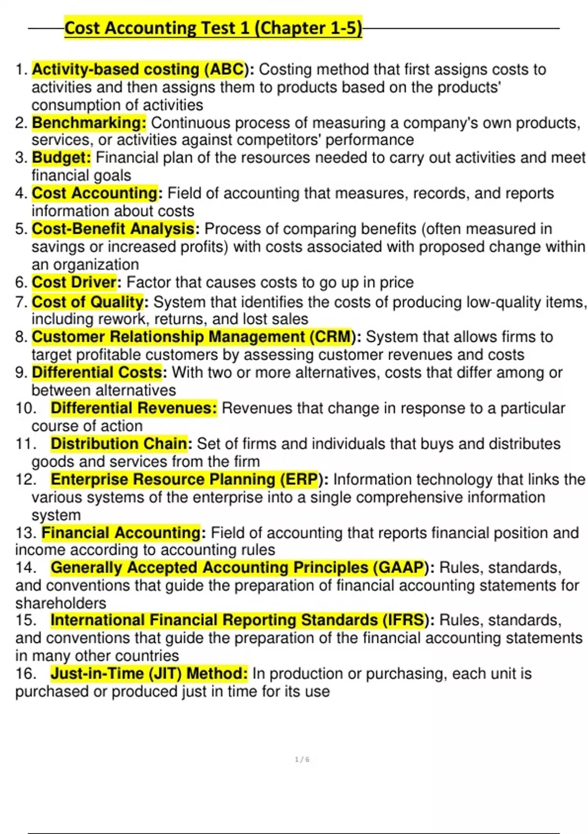 Cost Accounting Test 1 (Chapter 1-5) with verified answers 2025.pdf ...