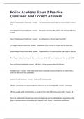Police Academy Exam 2 Practice Questions And Correct Answers&period;