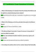 CITI Certification Training Exam &lpar;Latest 2025 &sol; 2026 Update&rpar; Questions and Verified Answers &vert; 100&percnt; Correct &vert; Grade A&plus;