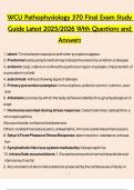 WCU Pathophysiology 370 Final Exam Study  Guide Latest 2025&sol;2026 With Questions and  Answers
