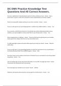 DC DMV Practice Knowledge Test Questions And All Correct Answers&period;
