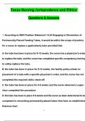 Texas Nursing Jurisprudence &lpar;LATEST EXAM&rpar; &lpar;Latest 2025 &sol; 2026 Update&rpar; Questions and Verified Answers &vert; 100&percnt; Correct &vert; Grade A&plus;
