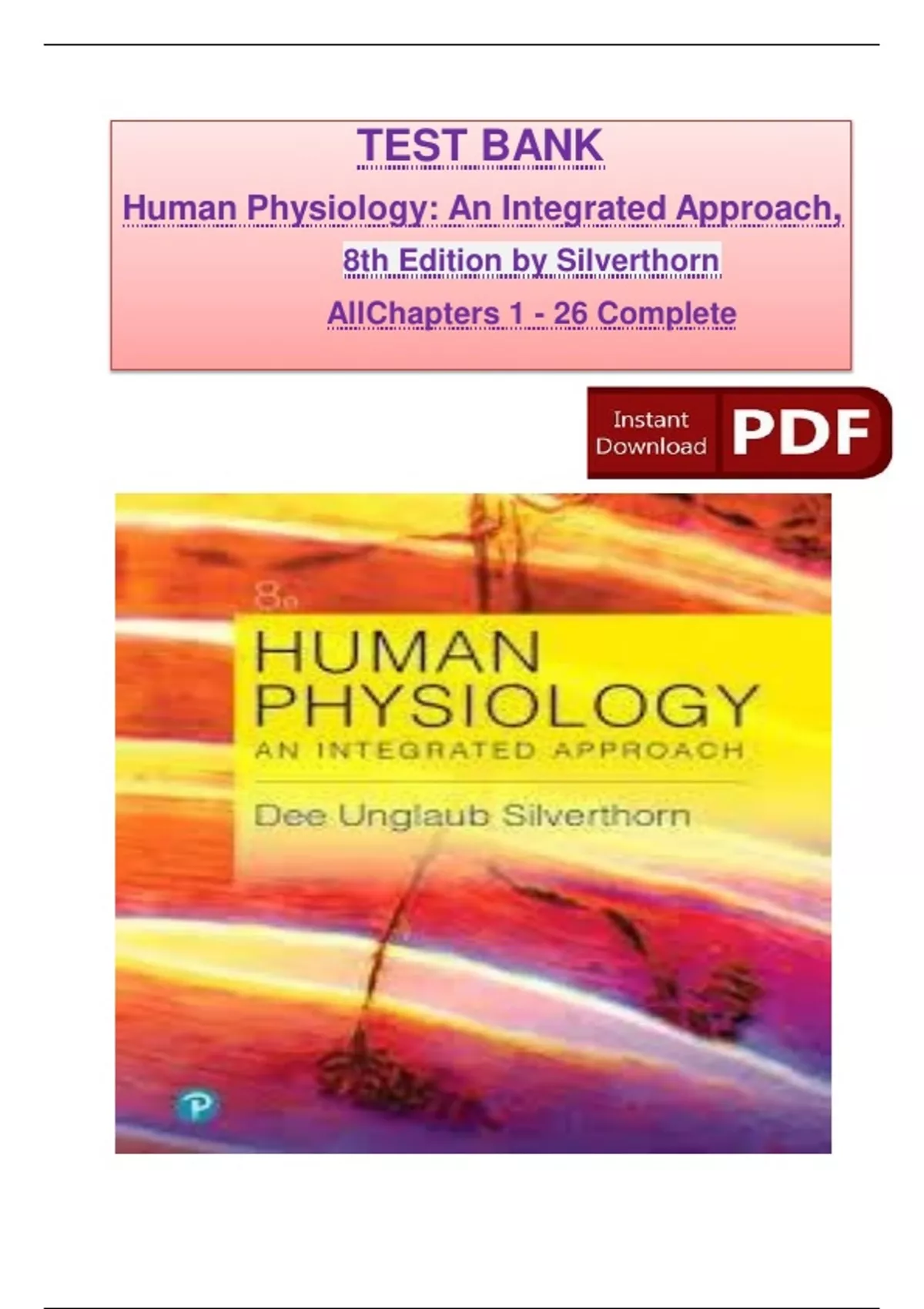 Test Bank for Human Physiology An Integrated Approach 8th Edition by ...