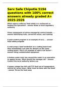 Serv Safe Chipotle 5194 questions with 100- correct answers already graded A&plus; 2025-2026&period;