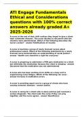 ATI Engage Fundamentals Ethical and Considerations questions with 100- correct answers already graded A&plus;