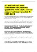 ATI ethical and legal considerations posttest questions with 100- correct answers already graded A&plus; 2025