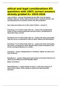 ethical and legal considerations ATI questions with 100- correct answers already graded A&plus; 2025-