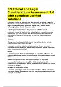 RN Ethical and Legal Considerations Assessment 2&period;0 with complete verified solutions&period;
