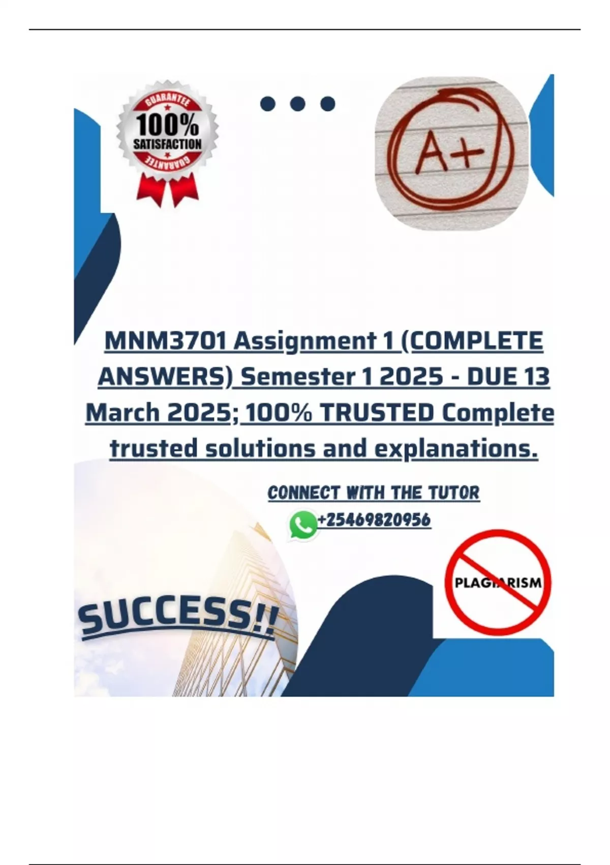 MNM3701 Assignment 1 (COMPLETE ANSWERS) Semester 1 2025 - DUE 13 March ...