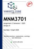 MNM3701 Assignment 2 &lpar;DETAILED ANSWERS&rpar; Semester 1 2025 - DISTINCTION GUARANTEED