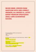 NEURO NBME&comma; VERIFIED EXAM QUESTIONS WITH 100&percnt; CORRECT ANSWERS&comma; ALL GRADED A&plus;&comma; LATEST EXPERT PREMIUM UPDATE&lpar;2025-2026&rpar;&vert;>100&percnt; GUARANTEED SUCCESS&period;