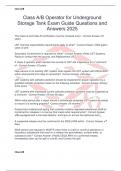 Class A&sol;B Operator for Underground Storage Tank Exam Guide Questions and Answers 2025
