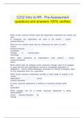 &Tab;C232 Intro to HR - Pre-Assessment&Tab;  &Tab;questions and answers 100&percnt; verified&period;