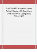 NRNP 6675 Midterm Exam Actual Exam 400 Questions With Answers Completed 2024-2025