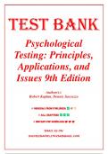 Test Bank for Psychological Testing&colon; Principles&comma; Applications&comma; and Issues 9th Edition &lpar;Kaplan&comma; 2017&rpar; &vert;All Chapters 1-21