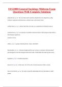 SYG2000 General Sociology Midterm Exam  Questions With Complete Solutions