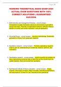 NURSING THEORETICAL BASIS EXAM 2025  ACTUAL EXAM QUESTIONS WITH 100&percnt;  CORRECT SOLUTIONS &vert; GUARANTEED  SUCCESS&period;