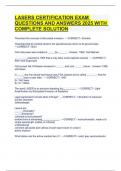 LASERS CERTIFICATION EXAM QUESTIONS AND ANSWERS 2025 WITH  COMPLETE SOLUTION