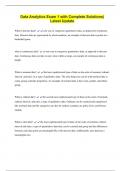 Data Analytics Exam 1 with Complete Solutions&vert;  Latest Update