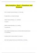 Data Analytics- Quiz 1- Questions and  Answers