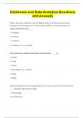 Databases and Data Analytics-Questions  and Answers 
