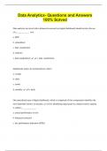 Data Analytics- Questions and Answers  100&percnt; Solved