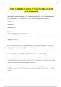 Data Analytics Exam 1 Review Questions  and Answers