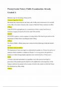 Pennsylvania Notary Public Examination Already Graded A