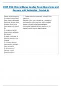 2025 CNL Clinical Nurse Leader Exam Questions and Answers with Rationales &vert; Graded A&plus;
