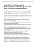 CHAPTER 17 SUPPLY CHAIN MANAGEMENT EXAM 2025 QUESTIONS AND ANSWERS 100&percnt; ACCURATE&period;