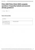 FINA 4500 FINAL EXAM 2025 complete questions &lpar; frequently tested&rpar; and answers&vert; already graded A&plus;