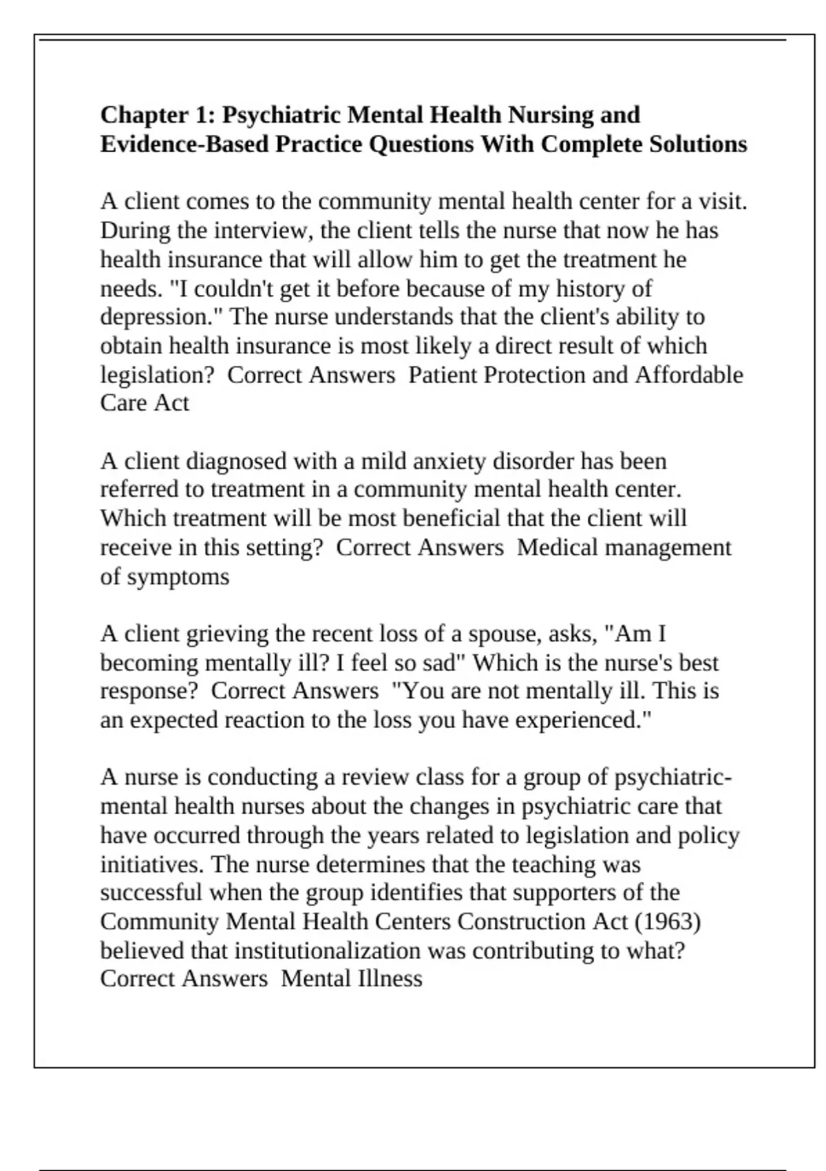 Chapter 1: Psychiatric Mental Health Nursing and Evidence-Based ...